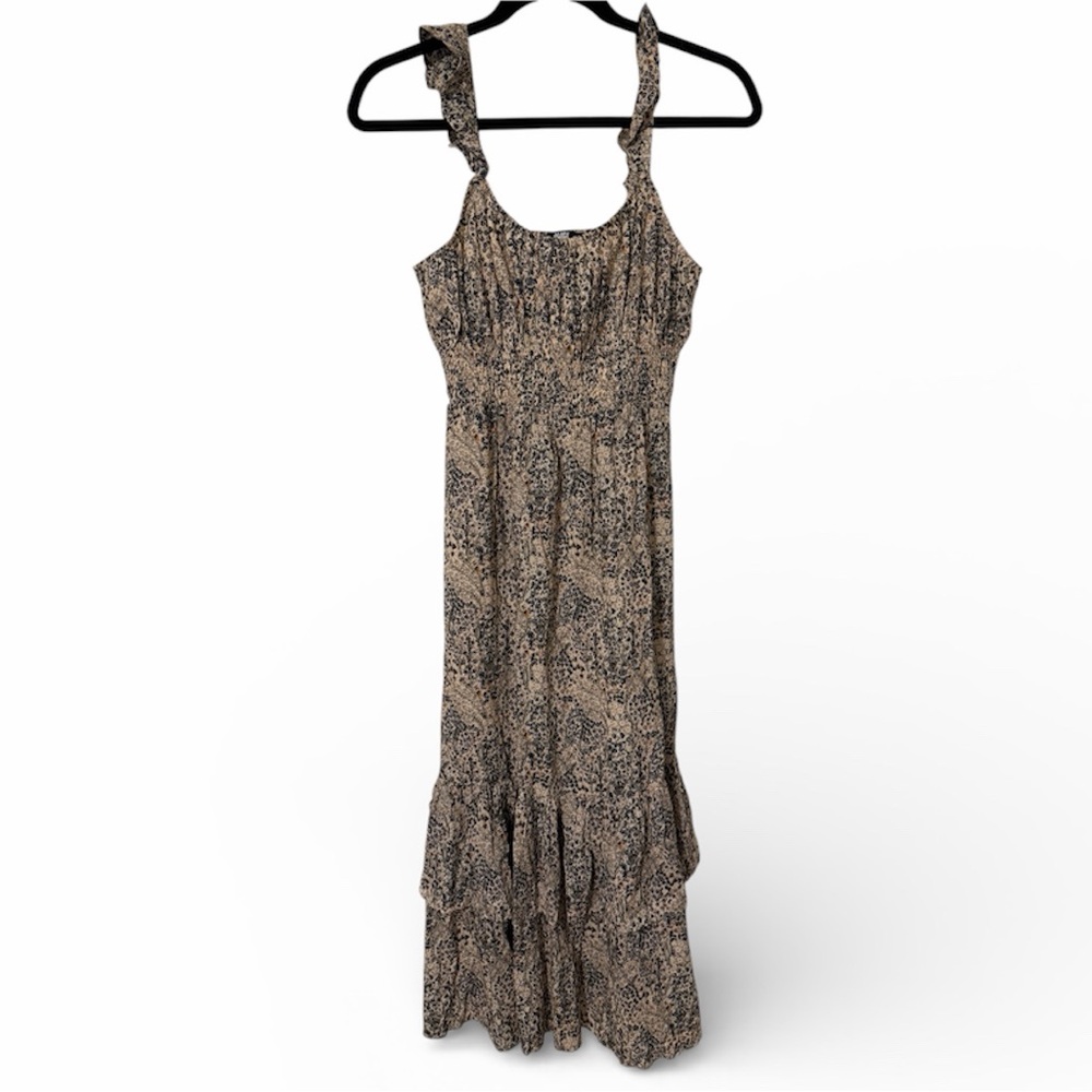 PAIGE Patterned Black and Cream Maxi Dress